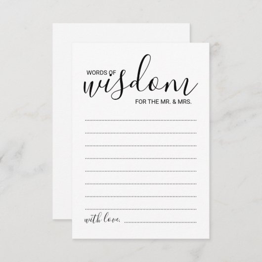 Moderne Script Wedding Advice and Wishings Card Hinweiskarte (Vorne/Hinten)