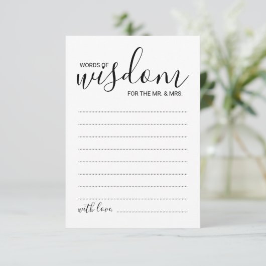 Moderne Script Wedding Advice and Wishings Card Hinweiskarte (Stehend Vorderseite)