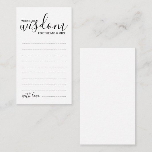Moderne Script Wedding Advice and Wishings Card Hinweiskarte (Vorne/Hinten)