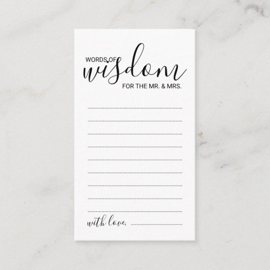 Moderne Script Wedding Advice and Wishings Card Hinweiskarte (Vorderseite)