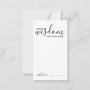 Moderne Script Wedding Advice and Wishings Card Hinweiskarte
