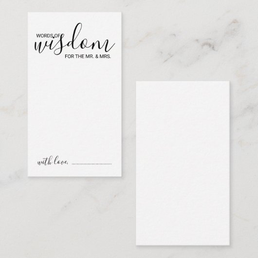 Moderne Script Wedding Advice and Wishings Card Hinweiskarte (Vorne/Hinten)