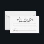 Moderne Script Wedding Advice and Wishings Card Hinweiskarte<br><div class="desc">Fügen Sie Ihrer Hochzeit eine persönliche Touch mit einem modernen Hochzeitsratgeber und Wunschausweis hinzu. Diese Ratgeber-Karte zeigt Titel im modernen,  schwarz-kalligraphischen Schriftart-Stil und Details in schwarz-modernen Sans Serif Schriftart Stil auf weißem Hintergrund. Ideal für Hochzeiten,  Babydusche,  Geburtstagsparty,  Brautparty,  Junggeselinnen-Abschied und alle besondere Anlässe.</div>