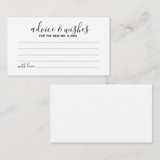 Moderne Script Wedding Advice and Wishings Card Hinweiskarte (Vorne/Hinten)
