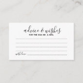 Moderne Script Wedding Advice and Wishings Card Hinweiskarte (Vorderseite)