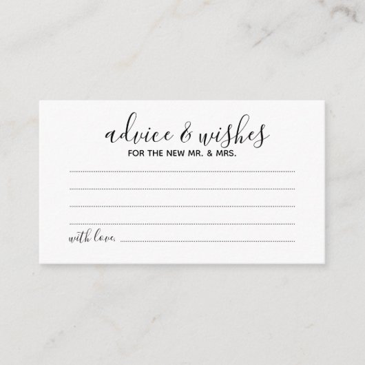 Moderne Script Wedding Advice and Wishings Card Hinweiskarte (Vorderseite)