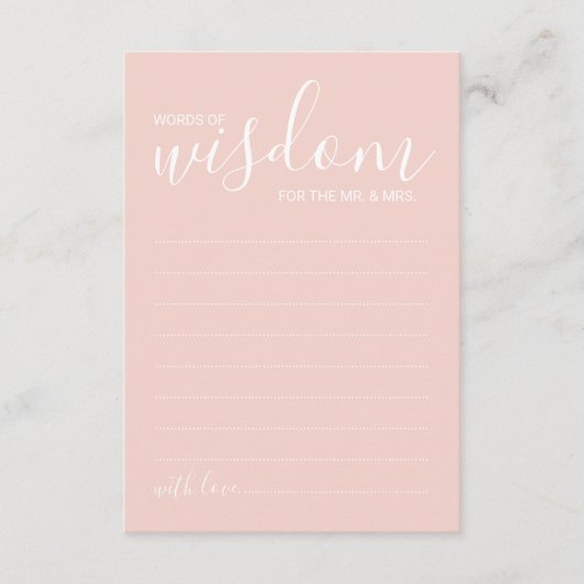 Moderne Script Wedding Advice and Wishings Card Hinweiskarte (Vorderseite)