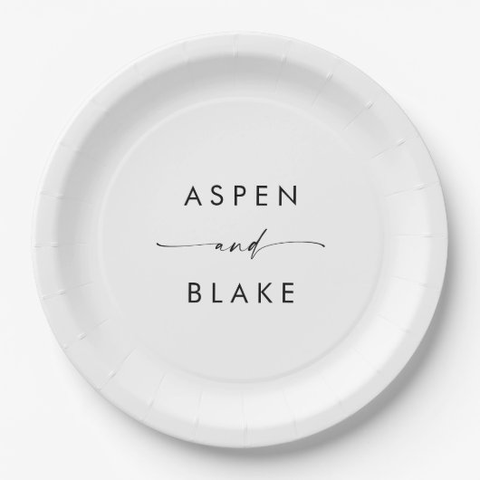 Moderne Script Wedding Cake Paper Plate Pappteller (Vorderseite)