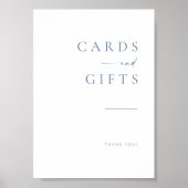 Moderne Script Wedding Cards + Gifts Poster | Blau (Vorne)