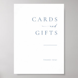 Moderne Script Wedding Cards + Gifts Poster   Blau