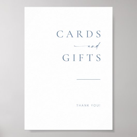 Moderne Script Wedding Cards + Gifts Poster | Blau (Vorne)