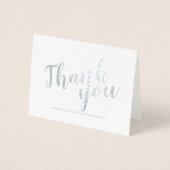 Moderne Script Wedding Danke Silver Folienkarte (Vorderseite)