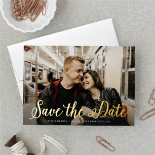 Moderne Script Wedding Foil Save the Date Card Folien Feiertagskarte