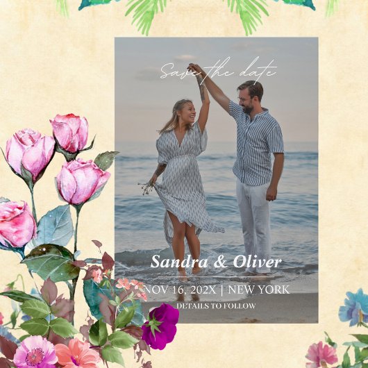Moderne Script Wedding Foto Save the Date Card