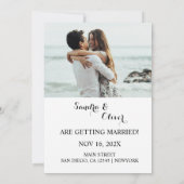 Moderne Script Wedding Foto Save the Date Card (Rückseite)