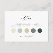 Moderne Script Wedding Gast Kleid Code Card Begleitkarte (Vorderseite)