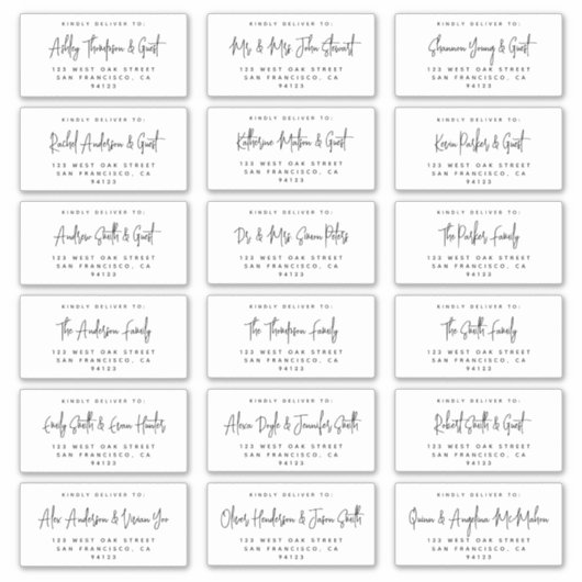 Moderne Script Wedding Holiday Mailing Labels (Vorderseite)