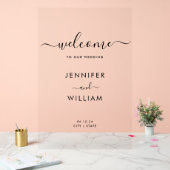 Moderne Script Wedding Party Willkommen Black Acrylschild (Hochzeit)