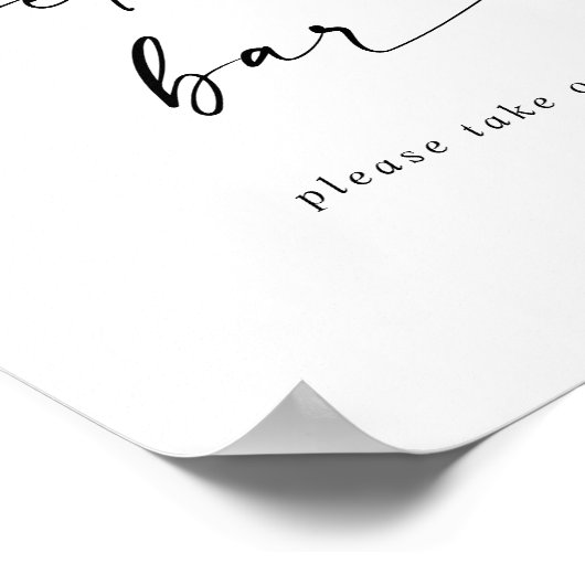 Moderne Script Wedding Petal Bar Poster (Ecke)