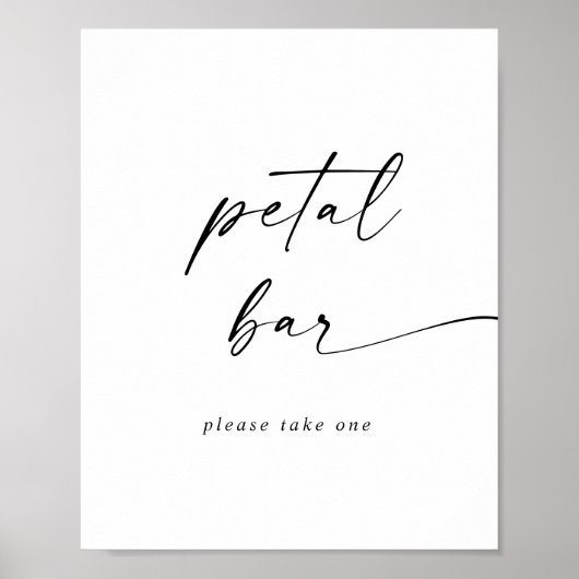 Moderne Script Wedding Petal Bar Poster (Vorne)