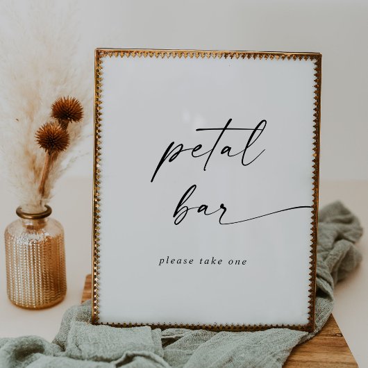 Moderne Script Wedding Petal Bar Poster