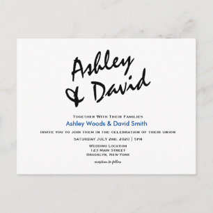 Moderne Script Wedding Postcard Postkarte
