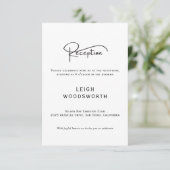 Moderne Script Wedding Reception Card Begleitkarte (Stehend Vorderseite)