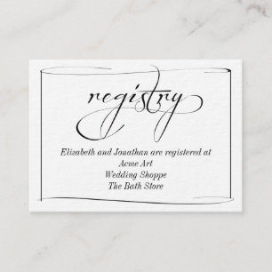 Moderne Script Wedding Registry Information Card Begleitkarte