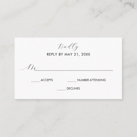 Moderne Script Wedding RSVP Enclosure Card Begleitkarte (Rückseite)
