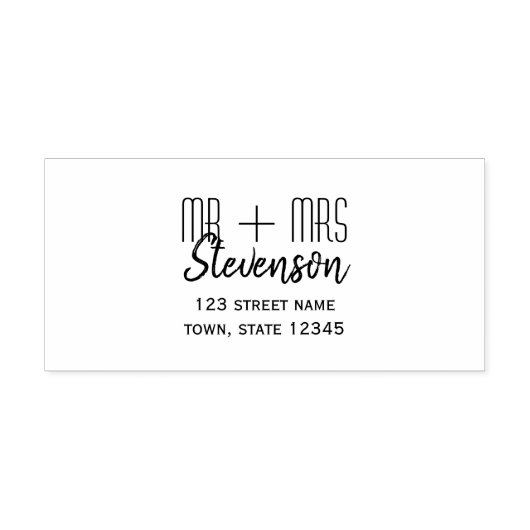 Moderne Script Wedding Rücksendeadresse Briefmarke Permastempel (Design)