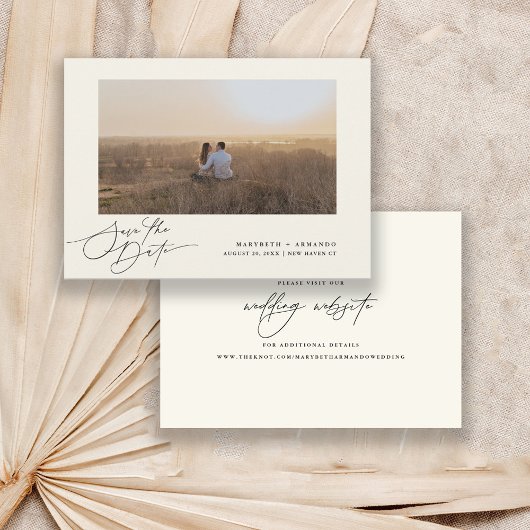 Moderne Script Wedding Website Ivory Foto Save The Date