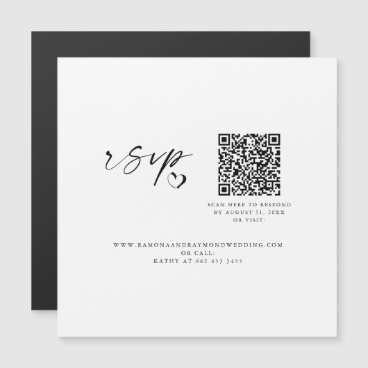 Moderne Script Wedding Website QR Code Magnet Card (Vorne/Hinten)