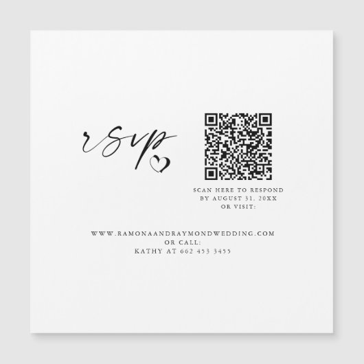 Moderne Script Wedding Website QR Code Magnet Card (Vorderseite)