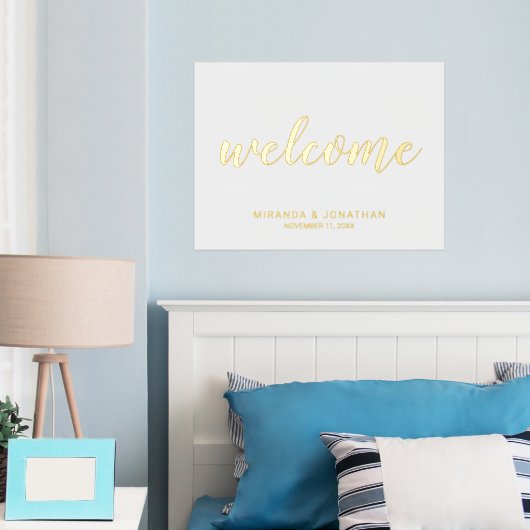 Moderne Script Wedding Welcome Gold Foliendrucke (In Situ (Schlafzimmer))
