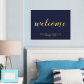 Moderne Script Wedding Welcome Navy und Gold Foliendrucke (In Situ (Schlafzimmer))