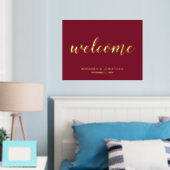 Moderne Script Wedding Willkommen Burgundy und Gol Foliendrucke (In Situ (Schlafzimmer))