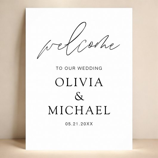 Moderne Script Wedding Willkommen Elegante Foam Bo Poster