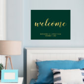 Moderne Script Wedding Willkommen Emerald und Gold Foliendrucke (In Situ (Schlafzimmer))