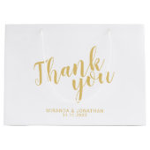 Moderne Script White and Gold Gastgeschenk Hochzei Große Geschenktüte (Vorderseite)