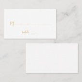 Moderne Script White and Gold Hochzeit Platzkarte (Vorne/Hinten)