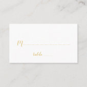 Moderne Script White and Gold Hochzeit Platzkarte (Vorderseite)