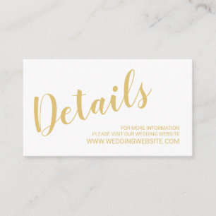 Moderne Script White and Gold Wedding Website Card Begleitkarte