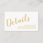 Moderne Script White and Gold Wedding Website Card Begleitkarte (Vorderseite)