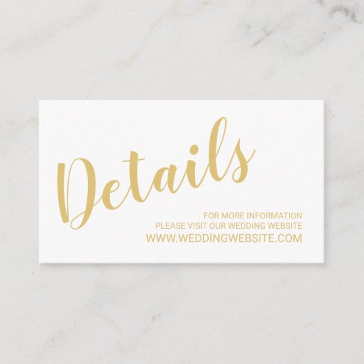 Moderne Script White and Gold Wedding Website Card Begleitkarte (Vorderseite)