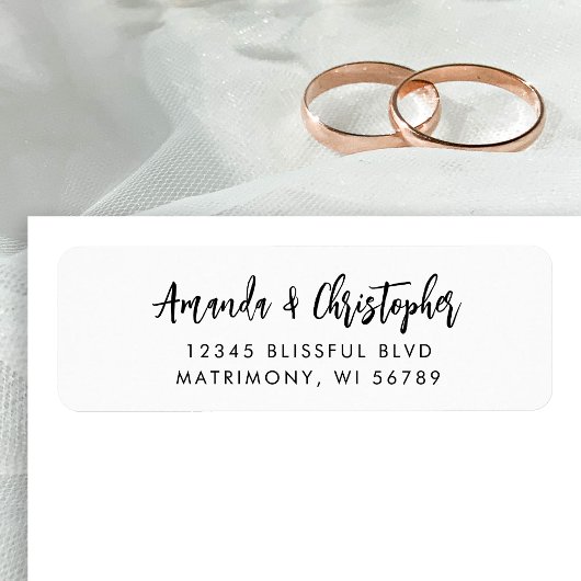 Moderne Script White Black Wedding Rücksendeadress