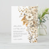 Moderne Script-Wildblume Hochzeit Einladung (Stehend Vorderseite)
