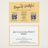 Moderne Script Yellow QR Code Geschenkkarte (Vorne & Hinten)