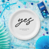 Moderne Script Yes Verlobung Wedding Party Pappteller (Party)