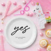 Moderne Script Yes Verlobung Wedding Party Pappteller (Party)