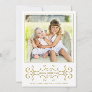 Moderne Scrolls Imitate Gold Foil Dots White Feiertagskarte